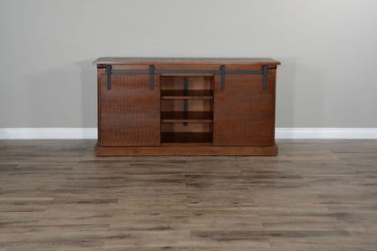 Santa Fe - TV Console With Barn Door - Dark Chocolate