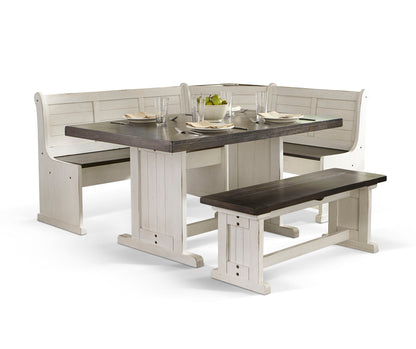 Carriage House - Wood Breakfast Nook Dining Set - Cottage White / Europen Dark