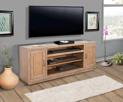 78" Cane Media Console With Faux Crystals Electric Fireplace Insert