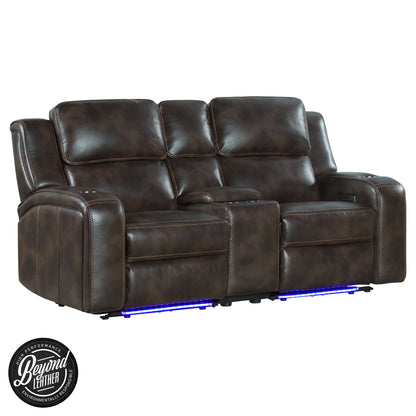 Silhouette - Dual-Power Loveseat - Bolero Coffee