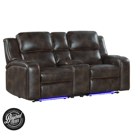 Silhouette - Dual-Power Loveseat - Bolero Coffee