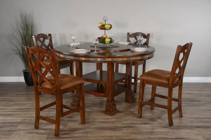 Santa Fe - 60" Round Table With Lazy Susan - Dark Chocolate