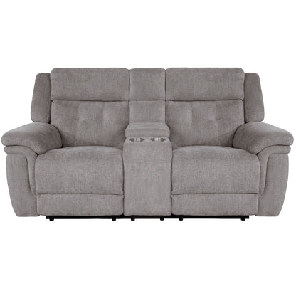Richland - Power Reclining Console Loveseat - Bristol Gray