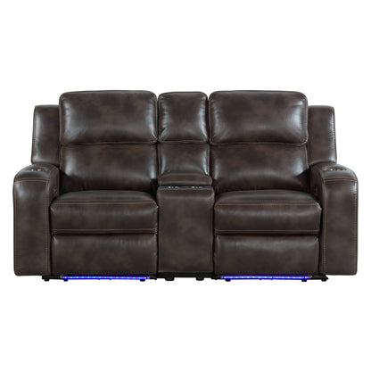 Silhouette - Dual-Power Loveseat - Bolero Coffee