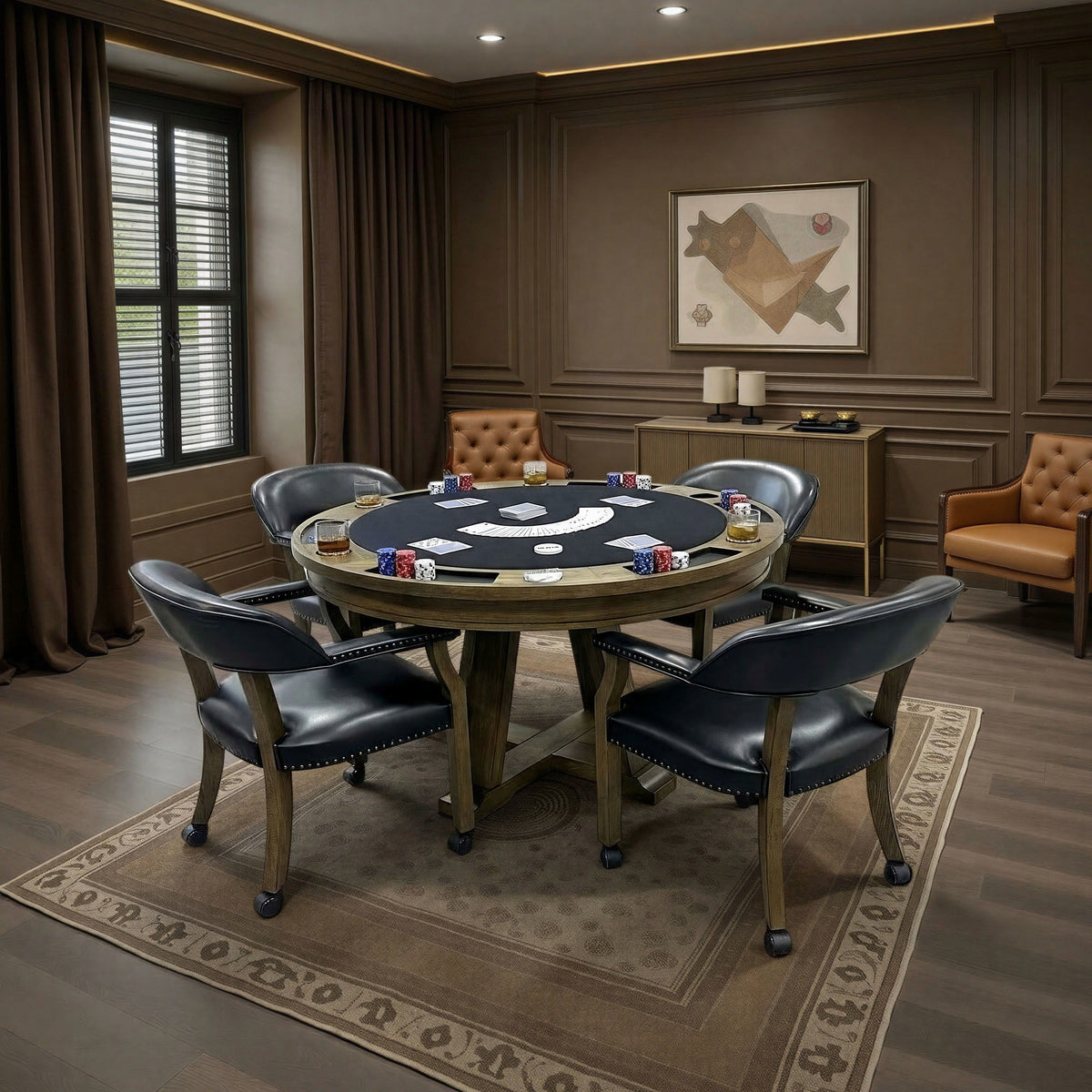 Curved Back Game Chair - Whiskey / Black