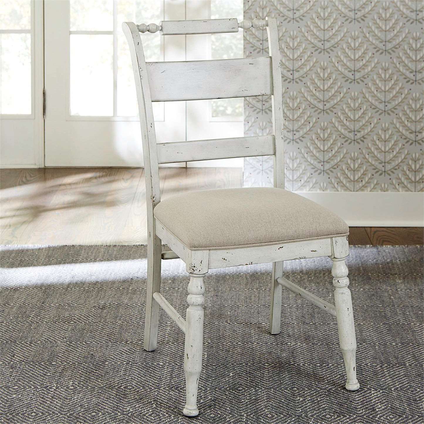 Whitney - Slat Back Side Chair - Antique Linen / Weathered Gray