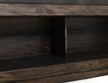 Balam - Wooden Bench With Cushioned Seat - Oil Black