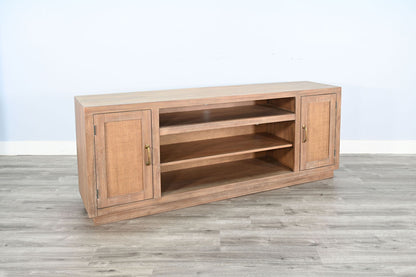 78" Cane Media Console With Faux Crystals Electric Fireplace Insert