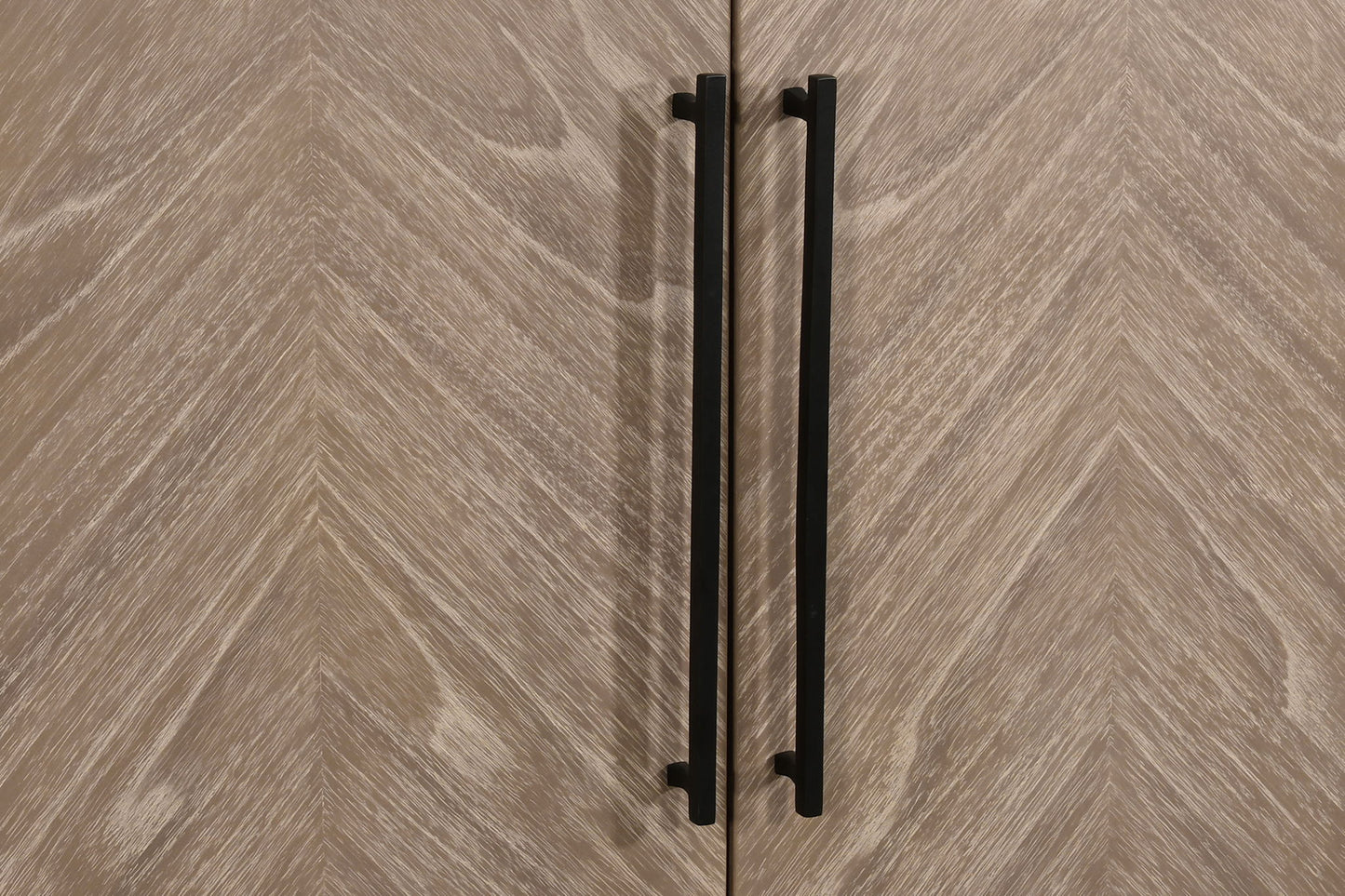 Wood Accent Cabinet With Chevron Doors And Metal Base - Wheat