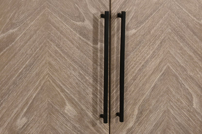 Wood Accent Cabinet With Chevron Doors And Metal Base - Wheat