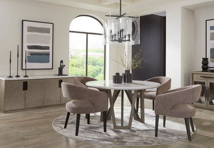 Pure Modern Dining - 54" Round Table With Wood Base - Moonstone