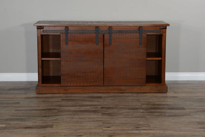 Santa Fe - TV Console With Barn Door - Dark Chocolate
