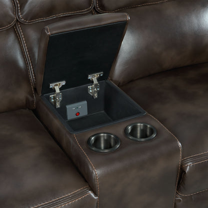 Silhouette - Dual-Power Loveseat - Bolero Coffee