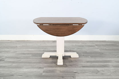 Drop Leaf Round Table - Buckskin / Marble White