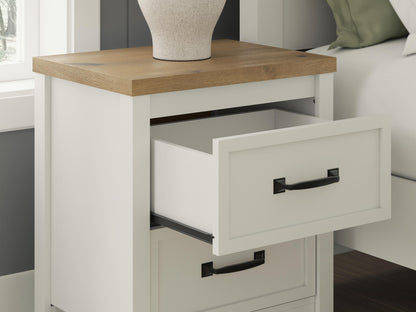 Kerisden - Two Drawer Night Stand - White / Brown