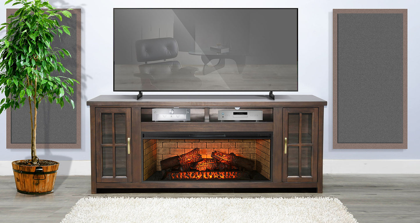 76" Media Console With Electric Fireplace