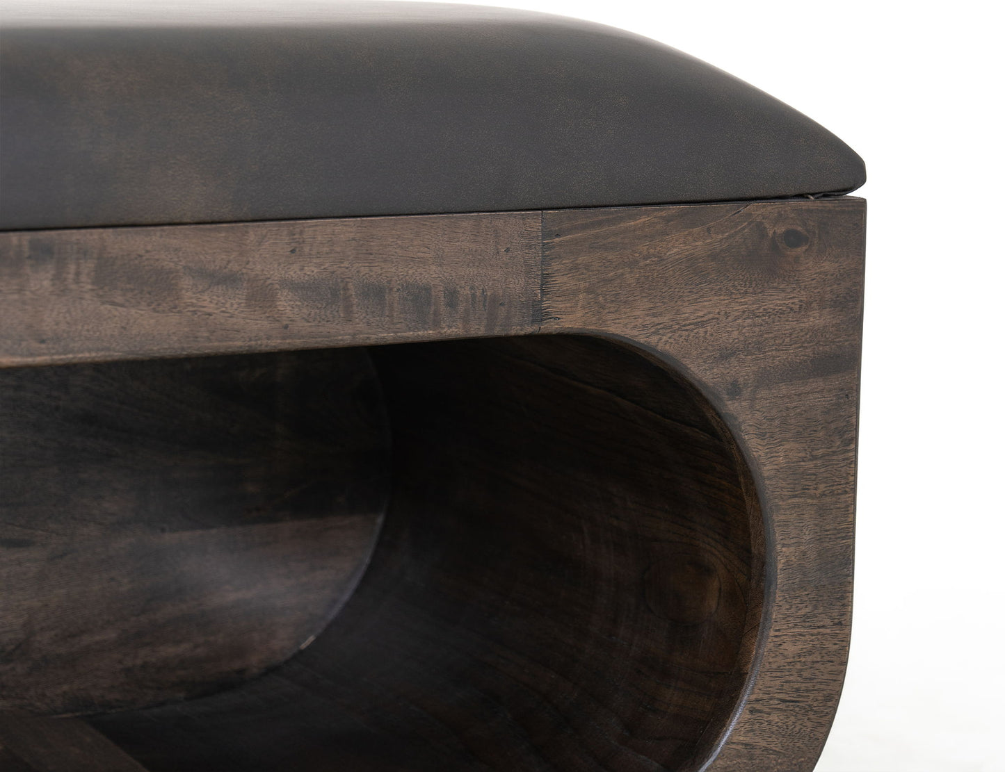 Balam - Wooden Bench With Cushioned Seat - Oil Black