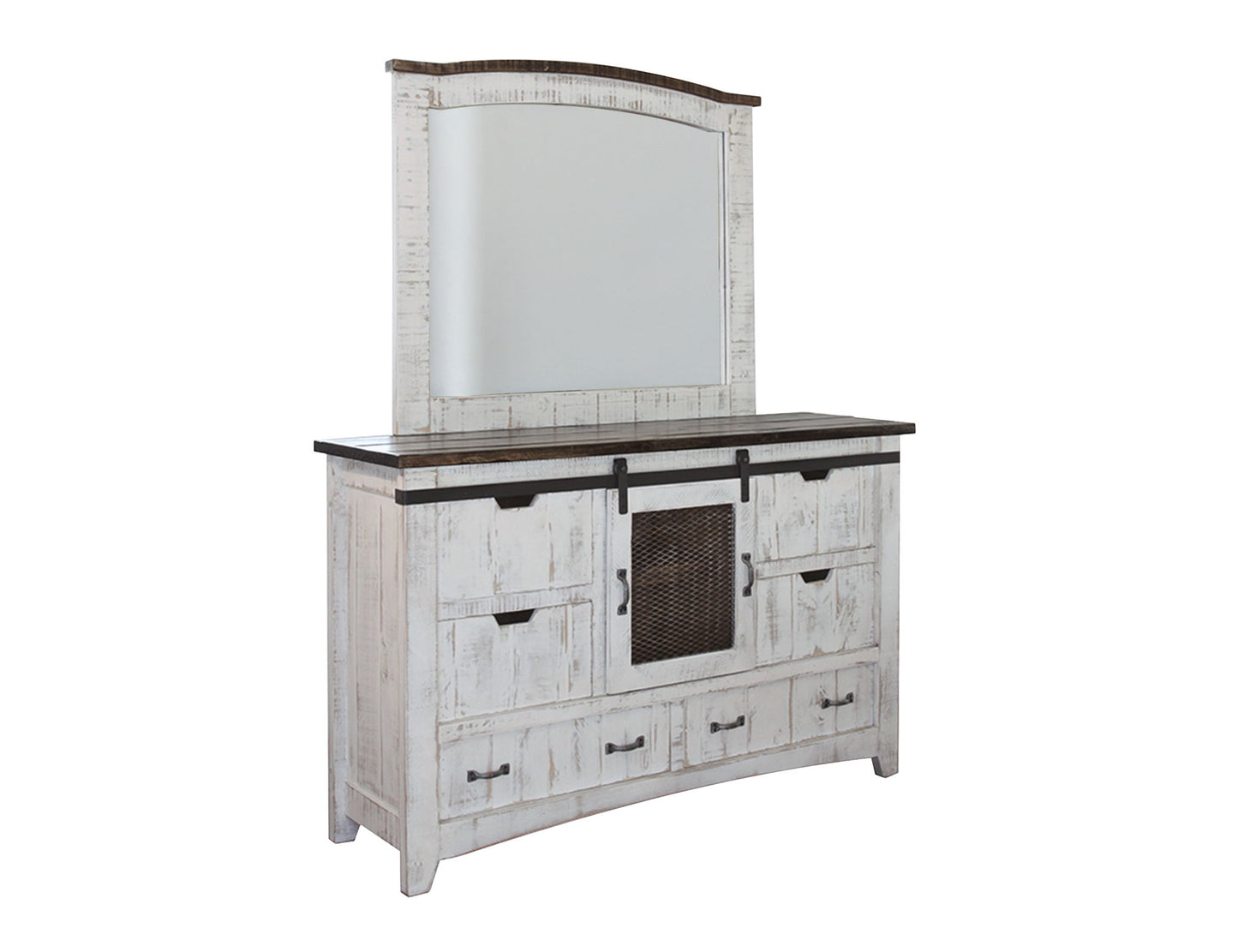 Pueblo White - Mirror - Antiqued White