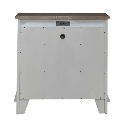 River Place - Bedside Chest With Charging Station - White