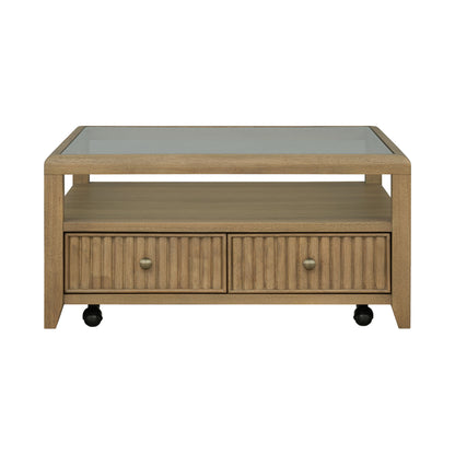 Reed - Square Coffee Table With Casters - Driftwood Oak