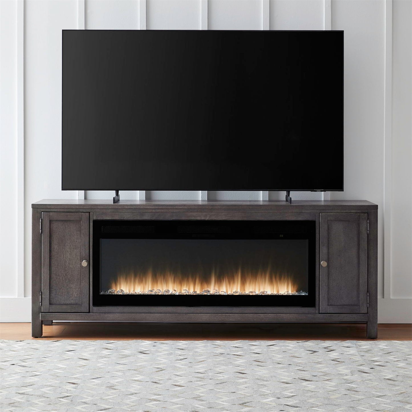 Fireplace TV Consoles - 406 78" Console With Fire FTS - Brown