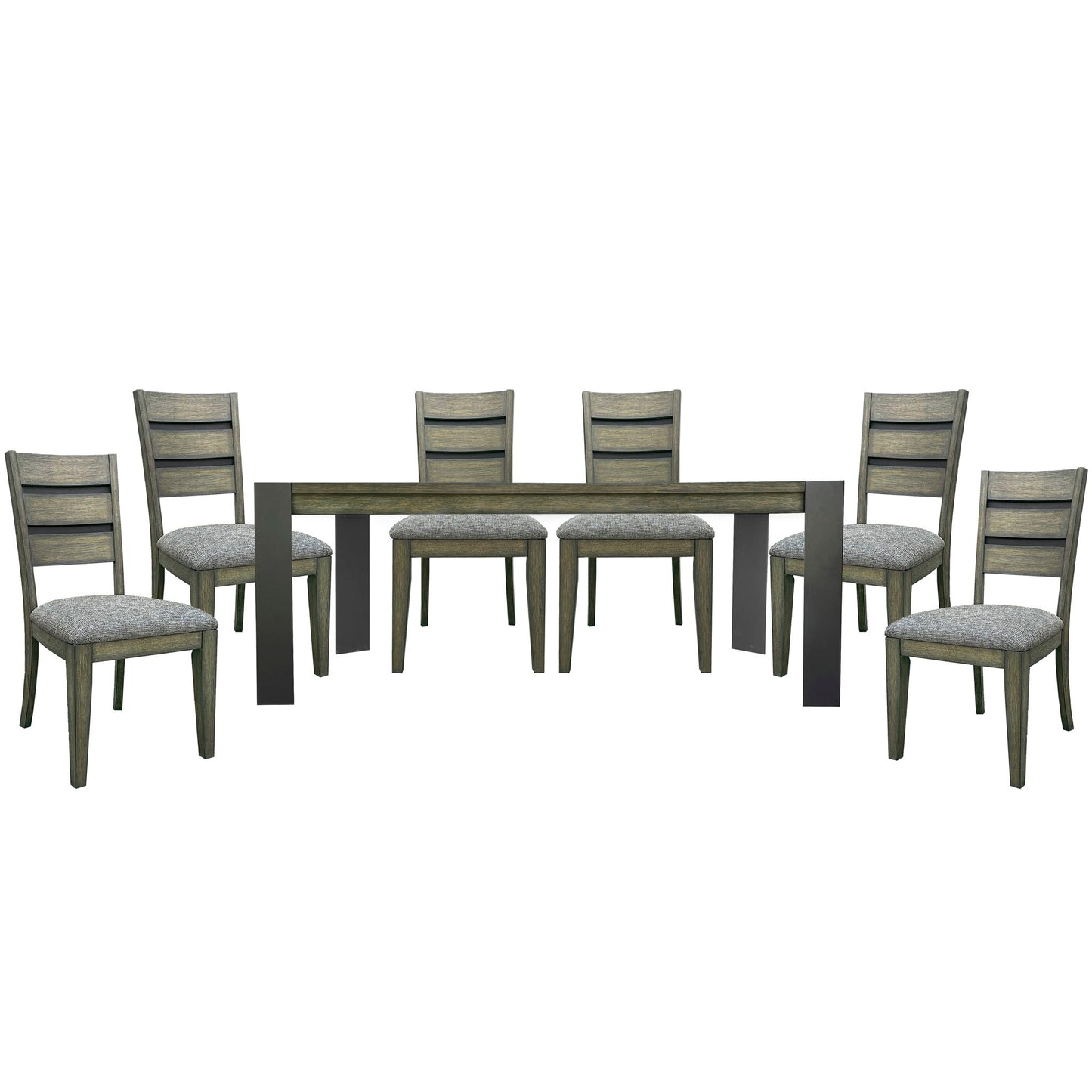 Cedar Fork - 78" Dining Table With 6 Ladderback Chairs - Smoked Arabica