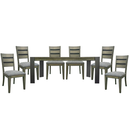 Cedar Fork - 78" Dining Table With 6 Ladderback Chairs - Smoked Arabica
