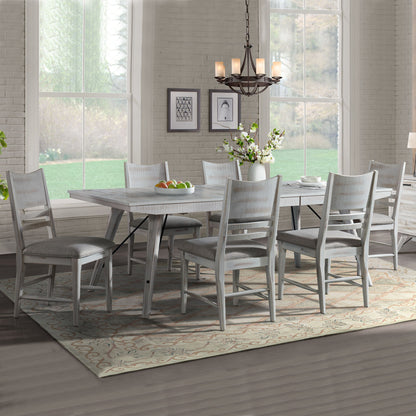 Modern Rustic - Trestle Table - Weathered White