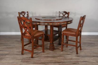 Santa Fe - 60" Round Table With Lazy Susan - Dark Chocolate
