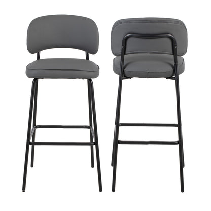 Blythe - Vegan Leather Bar Chair (Set of 2) - Gray