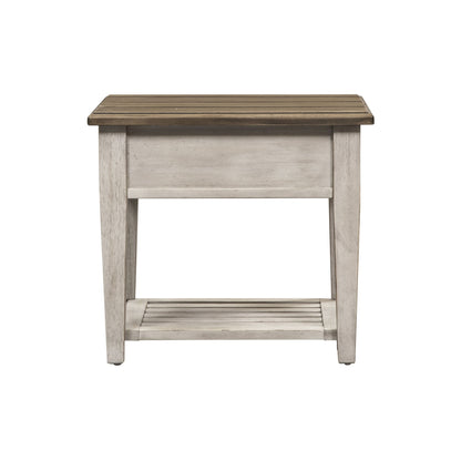 Heartland - Drawer End Table - Antique White / Tobacco Tops