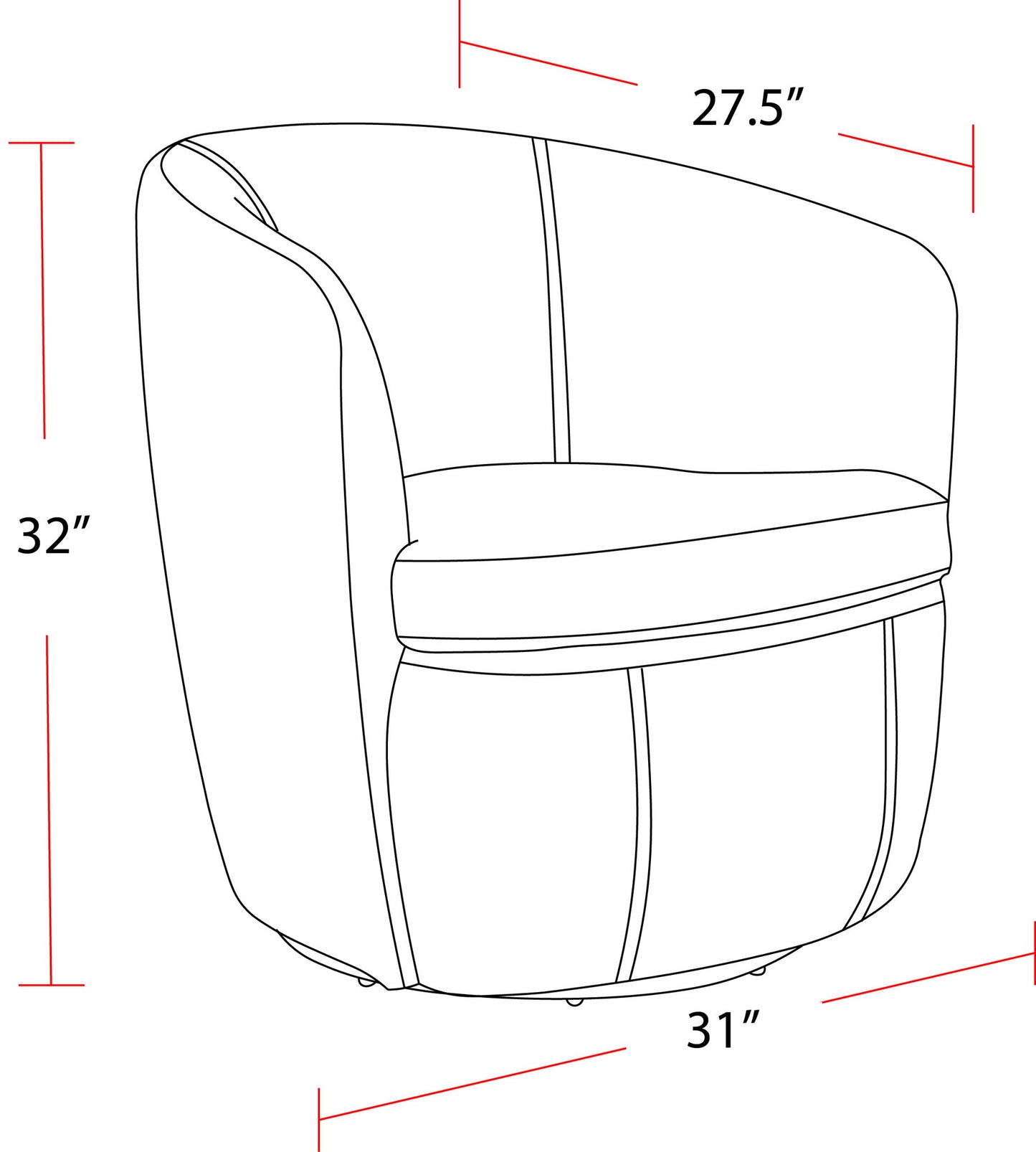 Barolo - 100% Italian Leather Swivel Club Chair (Set of 2)