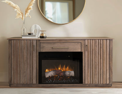 Mezquite - 1 Drawer 2 Doors Fireplace TV Stand - Mezquite Brown