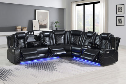 Orion II - Laf Sofa With Power Headrest & Footrest - Black