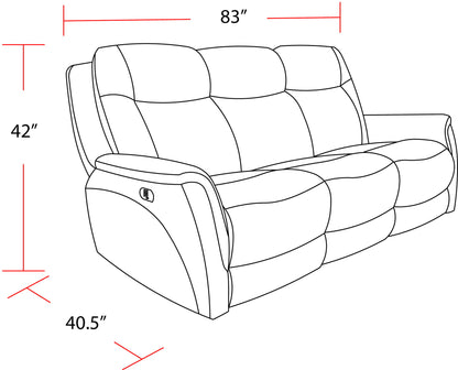 Linus - Zero Gravity Power Reclining Sofa - Hudson Gray