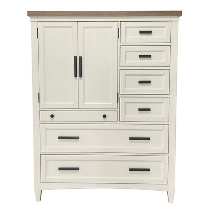 Americana Modern Bedroom - 7 Drawer Door Chest With Workstation - Cotton