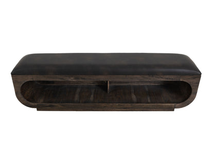 Balam - Wooden Bench With Cushioned Seat - Oil Black