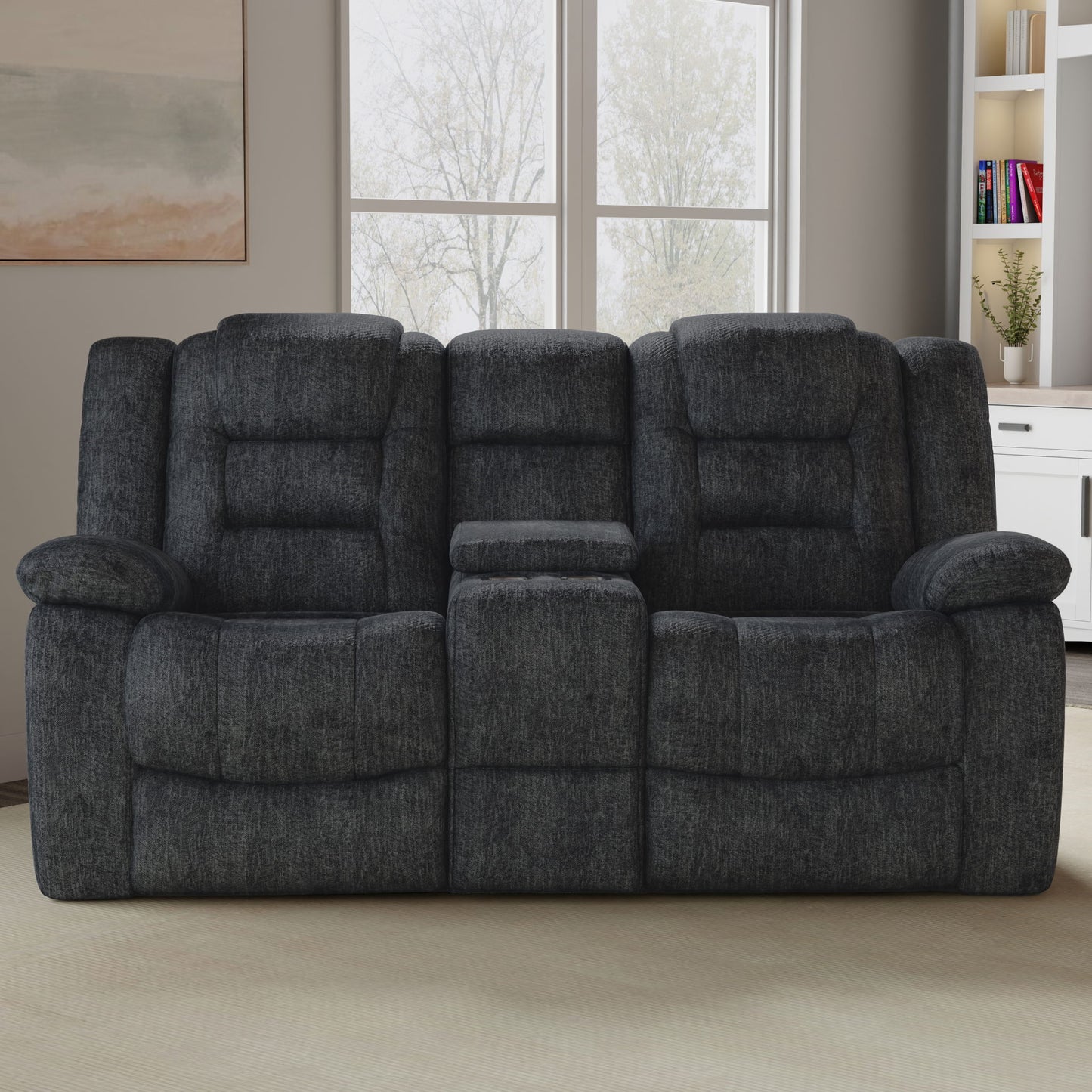Bolton - Glider Reclining Console Loveseat - Misty Storm
