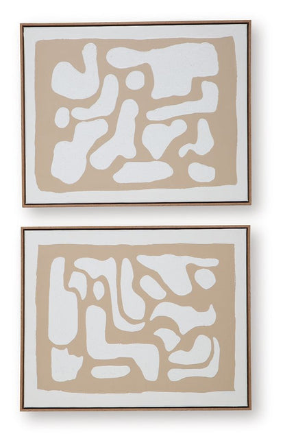 Waldett - Wall Art Set (Set of 2) - Beige / White