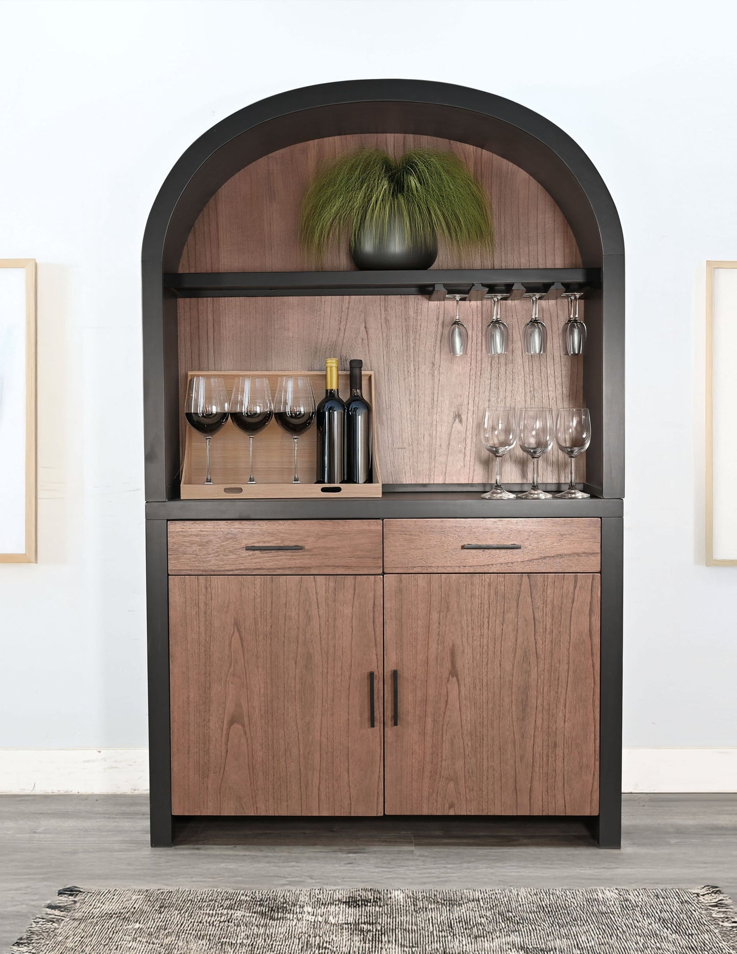 Arch Cabinet Coffee / Wine Bar - Black Magic / Cinder