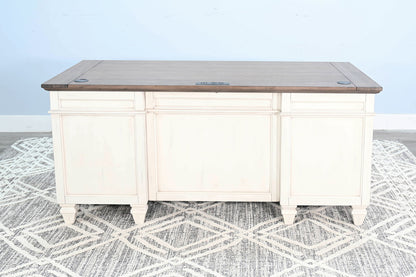 Pasadena - Desk With Drawers - Buckskin / Marble White