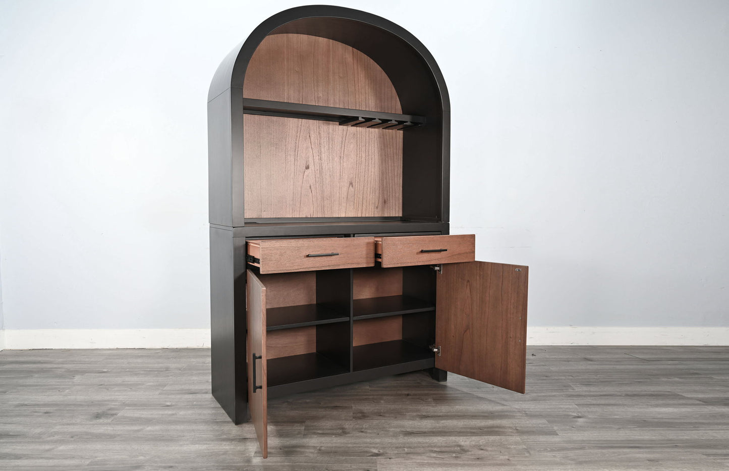 Arch Cabinet Coffee / Wine Bar - Black Magic / Cinder