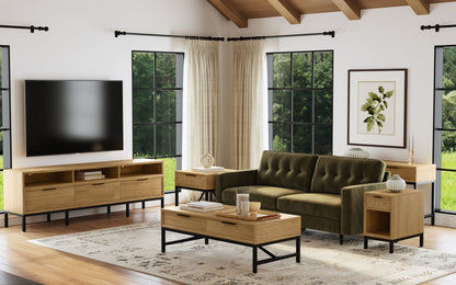 Newport - 85" TV Console - Natural Oak